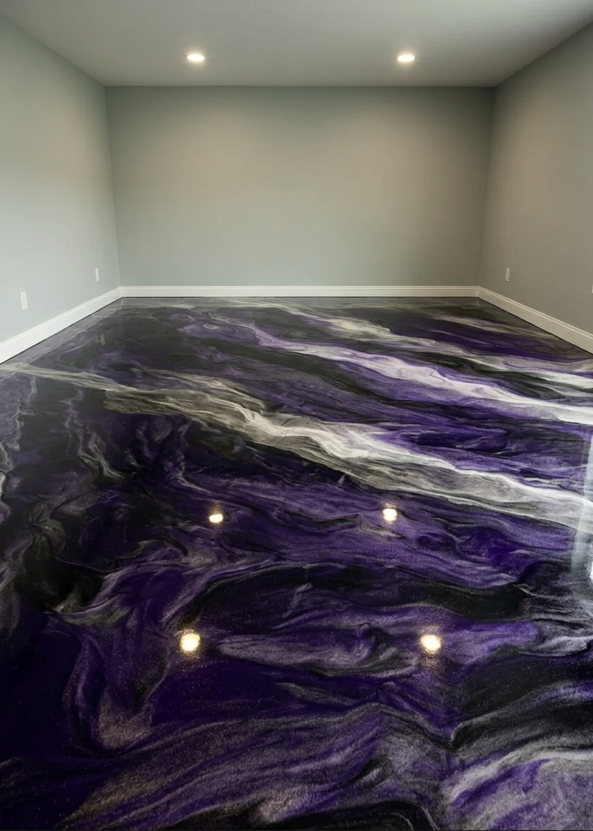 Metallic epoxy floor coating in Viera, FL